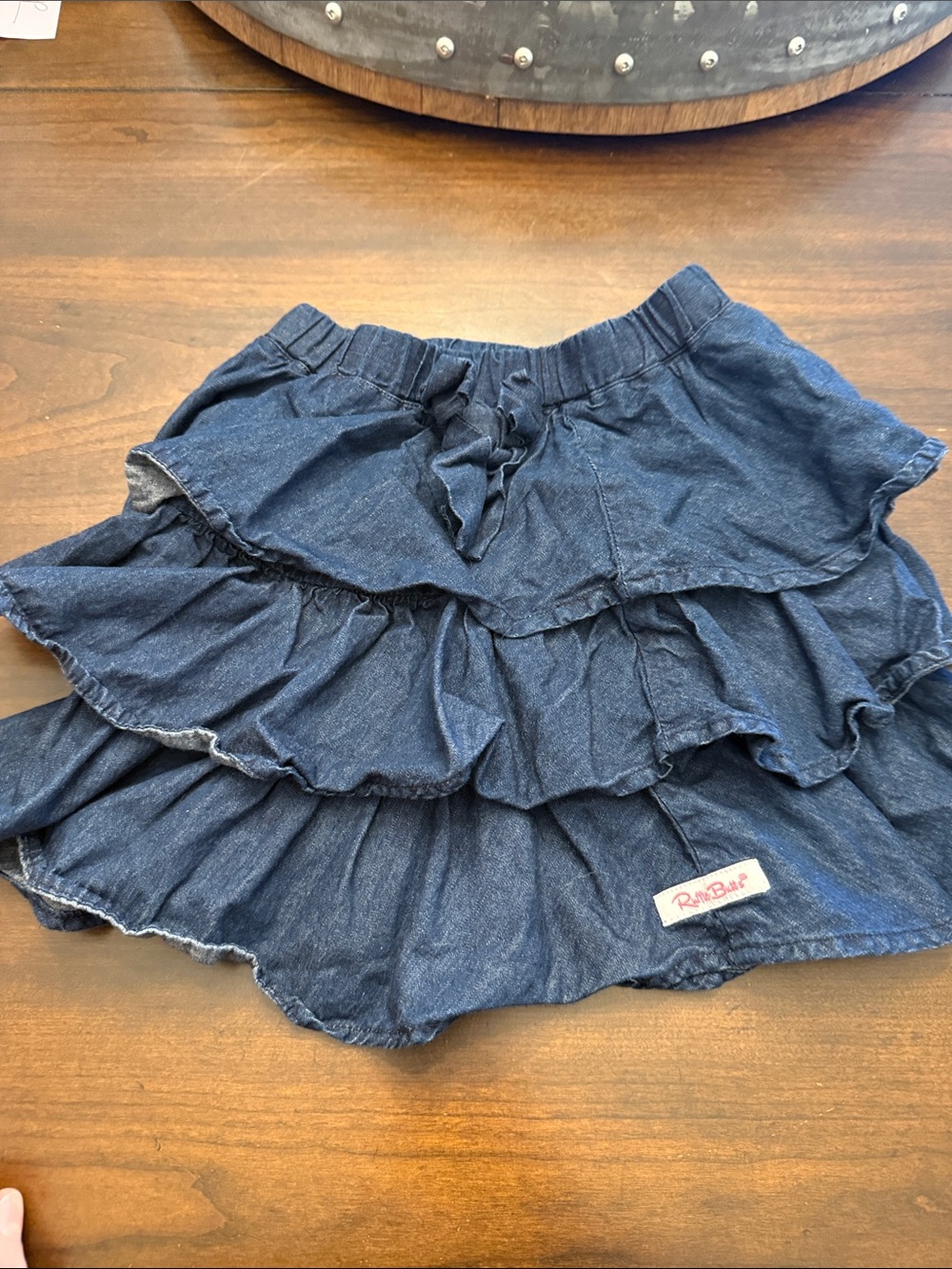 Ruffle Tiered Denim Cotton Skirt